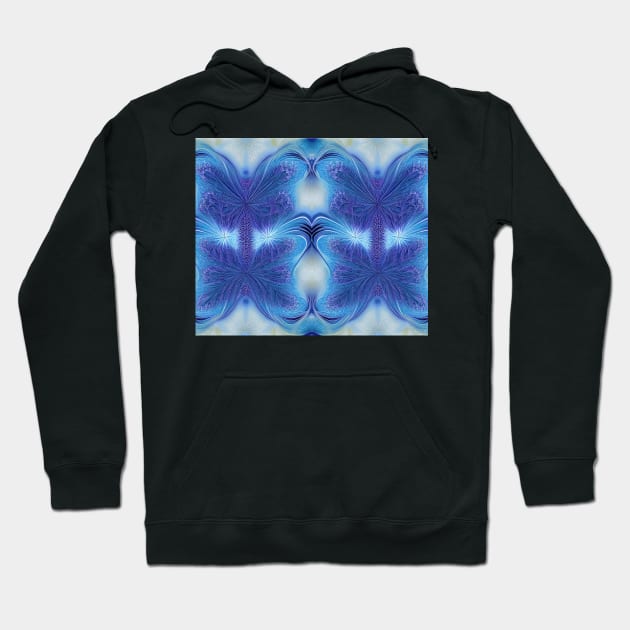 Indigo Aesthetic - Blue Fractals Abstract Pattern Hoodie by BubbleMench